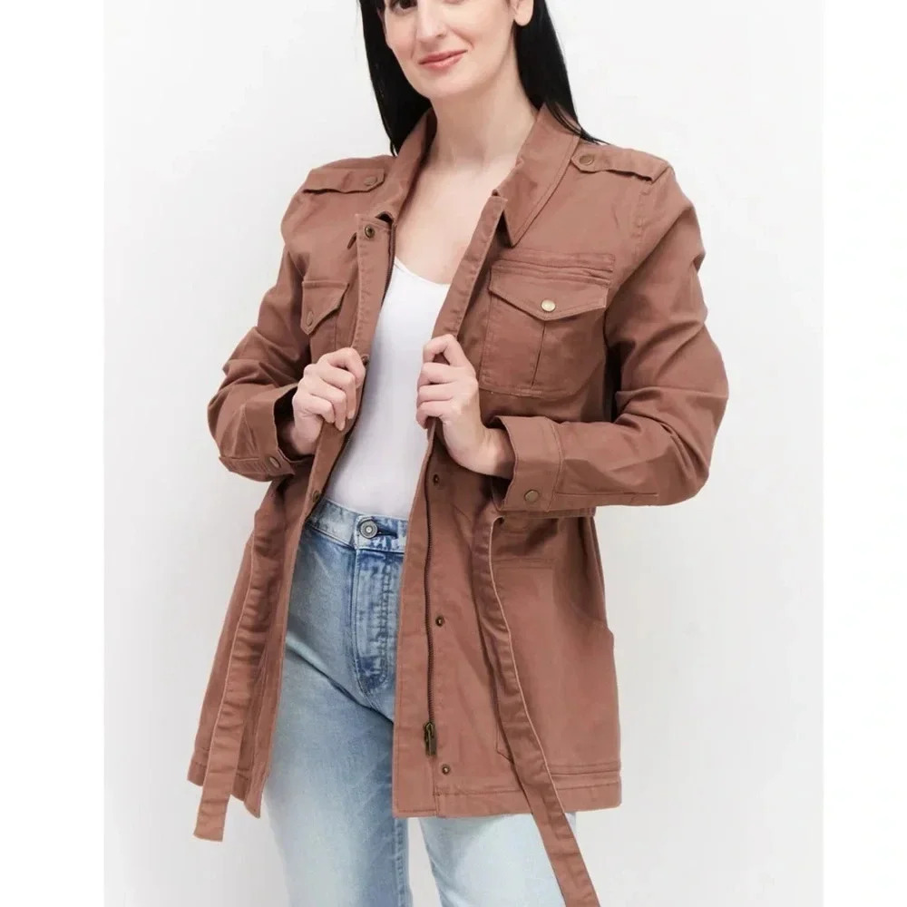 Market & Spruce Bambi Belted Cargo Utility Jacket Mauve Outdoor Casual Size S